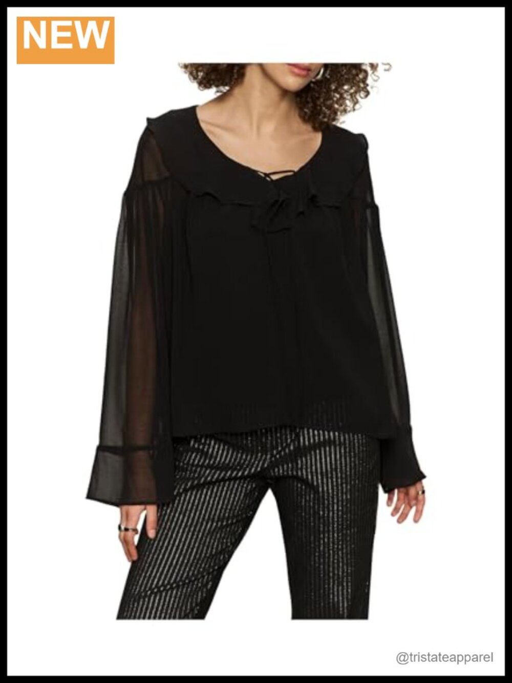 Sanctuary Secret Lover Blouse Recycled Polyester V-Neck Bell Sleeve Pullover